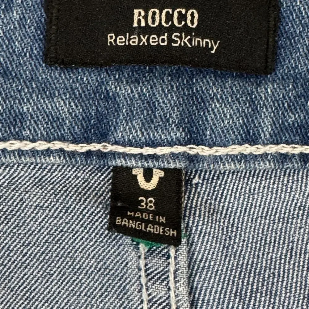 True Religion Men's Rocco SN Flap Relaxed Skinny Jeans 38x32 Light Wash NWT